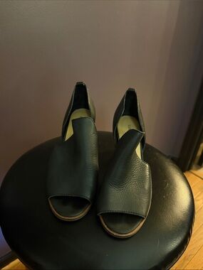 Lucky Brand Black Open-Toe Leather Ankle Booties